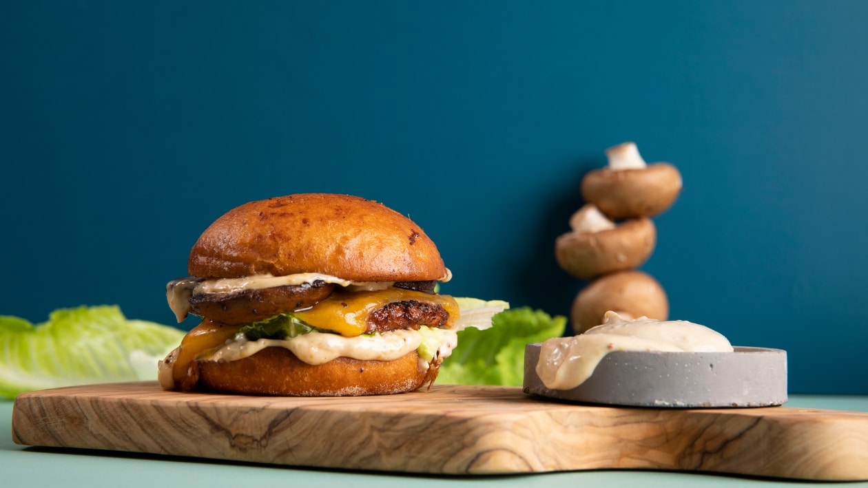 Smash Mushroom Veggie Burger – - Resepti