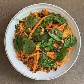 Porkkana- ja inkivääribulgur appelsiinin kera F50 Porkkana- ja inkivääribulgur appelsiinin kera F50