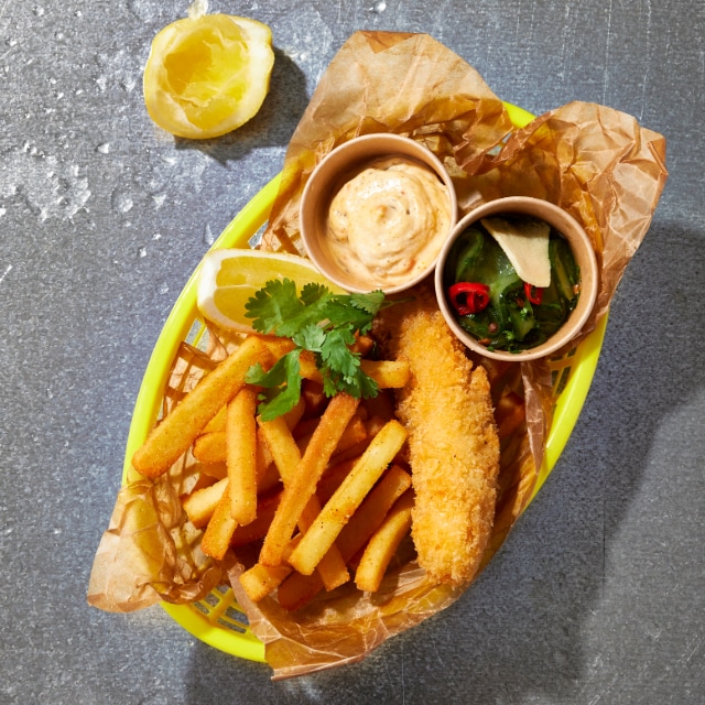 Intialaistyylinen Fish & Chips Intialaistyylinen Fish & Chips