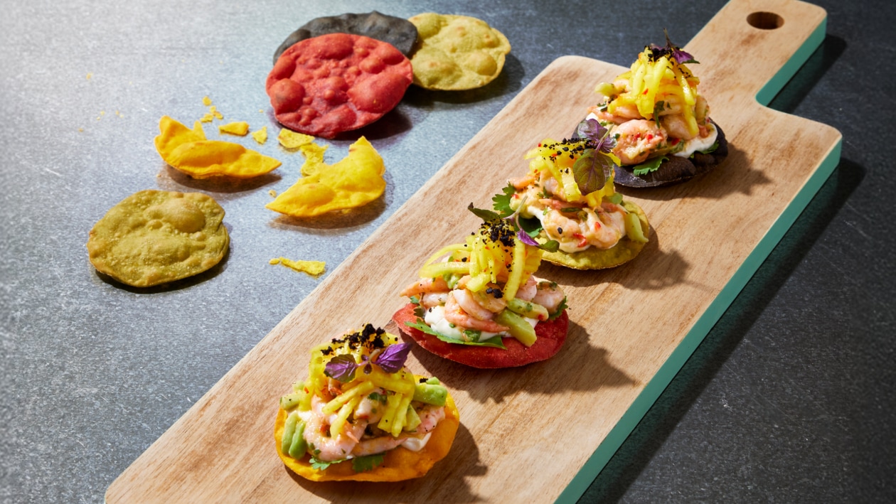Pienet katkarapu-tostadat limemajoneesilla – - Resepti