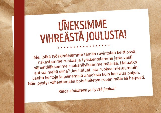 Uneksimme vihreästä joulusta! Uneksimme vihreästä joulusta!